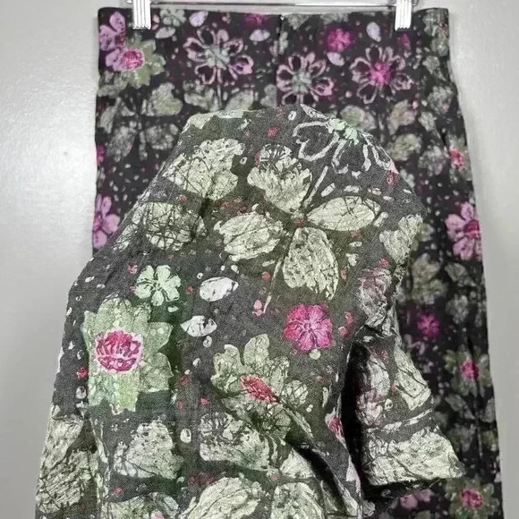 ZARA Lightweight Crepey Semi Sheer Wide Leg Ibiza Floral Pants Women Medium - Picture 3 of 10